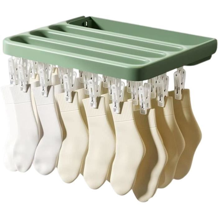 LPAMABA 48 pièces Pinces à Chaussettes Clips à Chaussettes avec Crochets de Suspension Pince Chaussettes pour Machine à Laver Pince à Linge Chaussette Aide à Trier Les Chaussettes, Multicolore