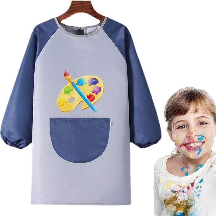 Tablier Peinture Enfant Manches Longues - Smock Imperméable EVA, Taille Unique 2-6 Ans, Pour Peinture, Dessin, Repas, Activités Manuelles