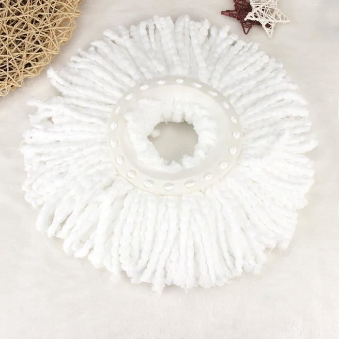 Balai Serpillère Avec Essorage Intégré Vadrouille Rotative 360° 4 Tampons Microfibre - Blanc