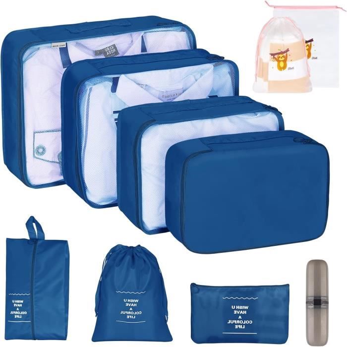 Kit D'organisation De Valise 6 Pièces - Cubes, Sac à Chaussures, Sac à Linge - Léger Et Résistant - Pour Voyage Et Rangement