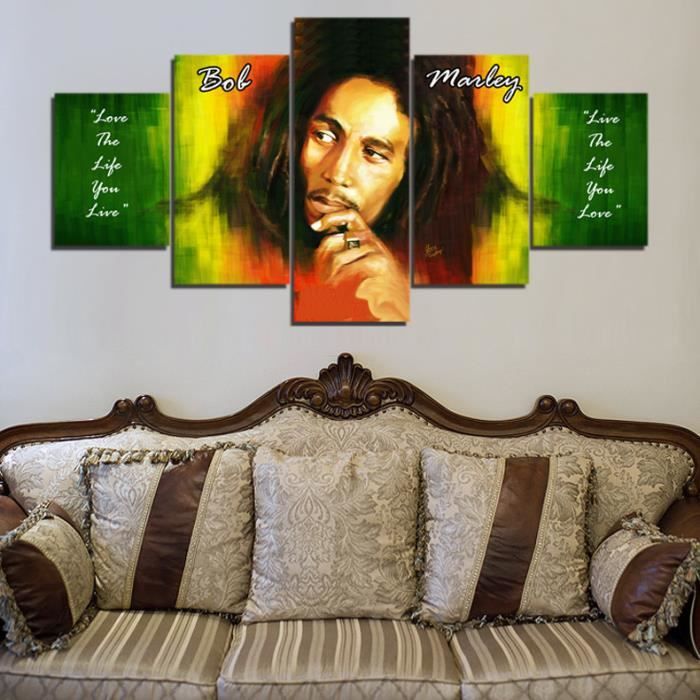 Bob Marley Hd Canvas Painting Wall Art Game 5 Pieces Prints Home