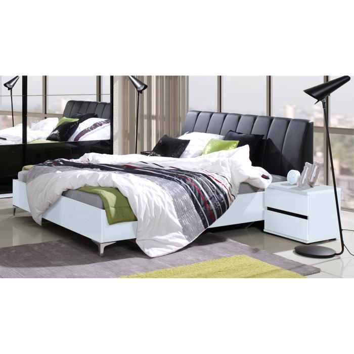 Ensemble Lit Adulte 160x200 Cm Tete De Lit Chevets Sommier
