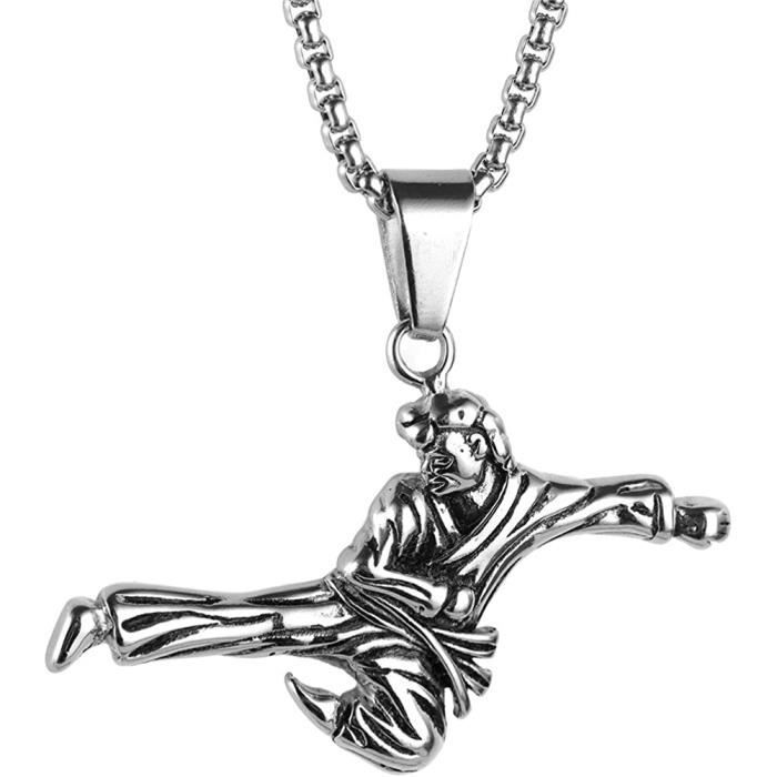 Ciondolo Uomo Acciaio Inossidabile – Fitness Taekwondo Judo Bodybuilder – Con Catena 60 Cm – HIJONES - 3