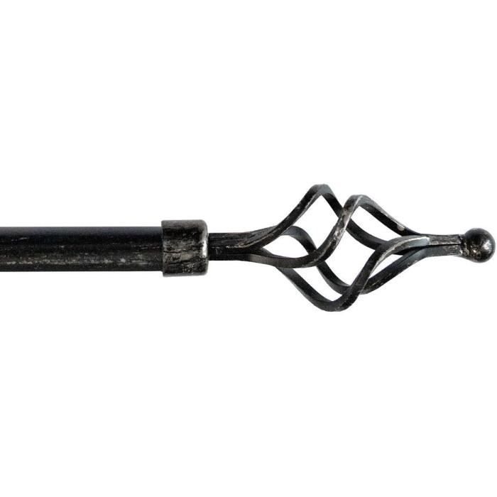 Tringle Rideau Fer Extensible Tige Coulissante Anneaux Modèle Canne Rideau Vortice 160-300 Gris