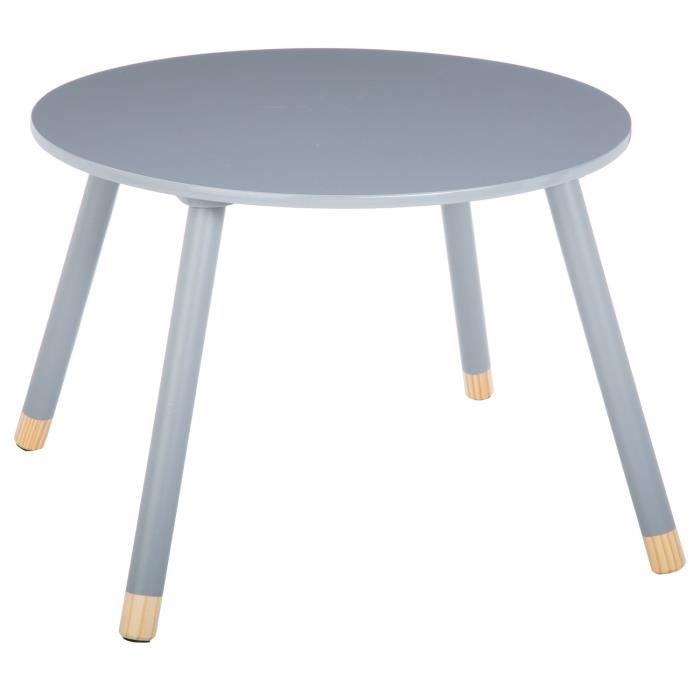 table enfant - douceur - diam. 60 cm - gris - bois - design - meuble de chambre
