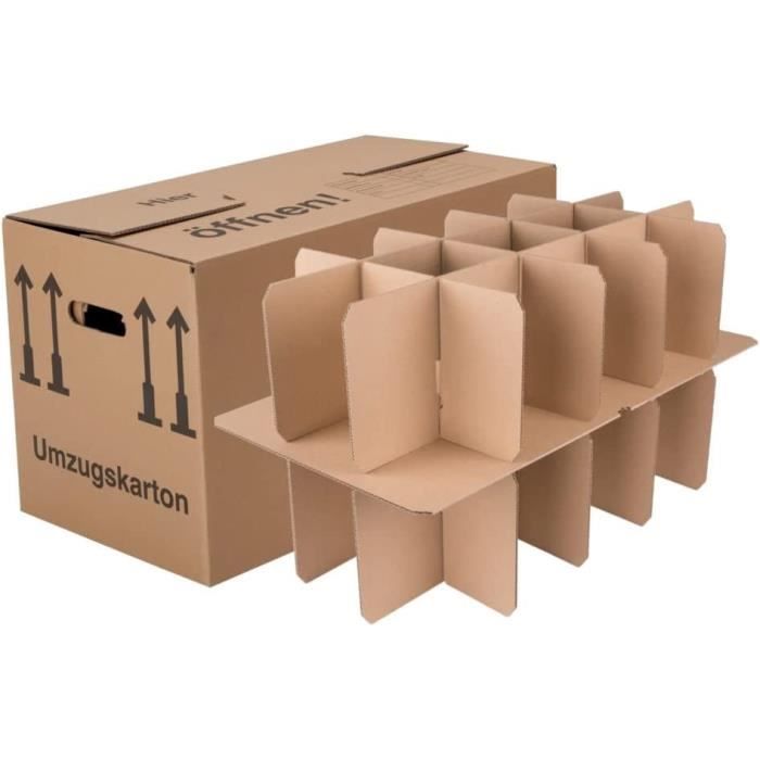 5 x Carton à verres (cartons de déménagement pour les verres, les  bouteilles et les tasses, de 15 à 30 compartiments) - Sets e[1151] -  Cdiscount Bricolage