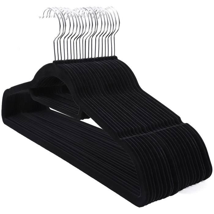 Lot à YAHEETECH Cintres de 100 vêtement - En Velours - Noir