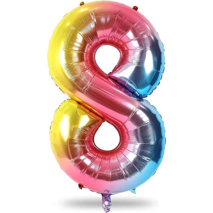 10 ballons multicolores Chiffre 1, ballons pour anniversaires