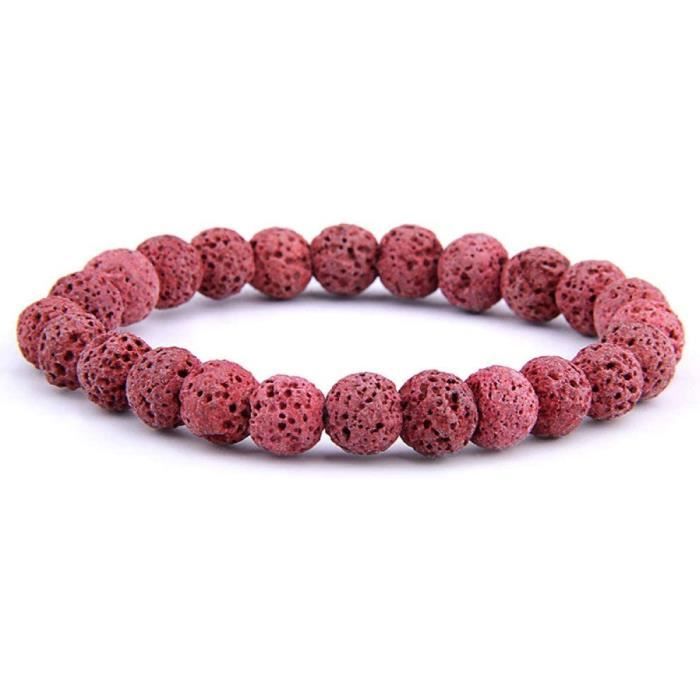Bracelet En Pierre Naturelle Aventurine Rouge Polie - Perles 8mm - Chakra - Neuf étiqueté