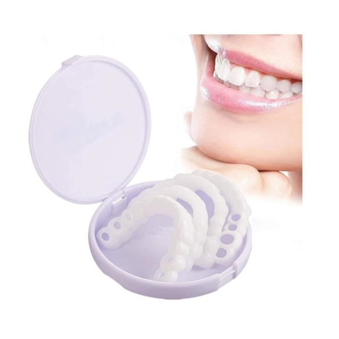 Dentier Sourire Fausse Dents Facette Dentaire Couvre Dents Artificielles 2 Haut Et 2 Bas Réutilisable Prothèses Dentaires Facettes