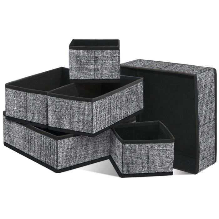 Lot de 6 boîte de Rangement Tissu, Boite Rangement tiroir idéale,  Utilisation Flexible boîte tiroir, Non-tissé, Noir, XACB6P[417] - Cdiscount  Maison