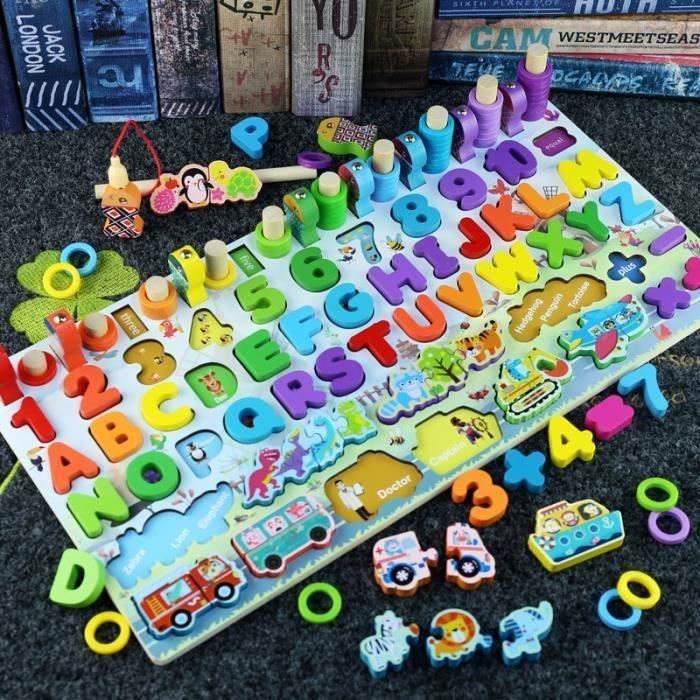 Jeux montessori 2 3 4 5 ans,jeux educatif 3 ans,Apprendre à Compter et Les  Couleurs jouet enfant 3 ans,Puzzles en Bois cadeau - Cdiscount Jeux - Jouets