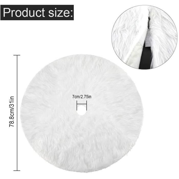Jupe D'arbre De Noël En Fausse Fourrure Blanche 90cm - Tapis Moelleux Pour Sapin - Déco De Fête Hivernale