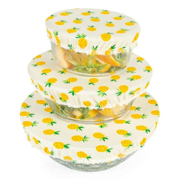 ELAYARD 3 pièces Lot de Tissus Alimentaires Réutilisables Cire Abeille Coton Biologique Protection Fraîcheur Fruits Fromages et Snacks Emballage Écologique