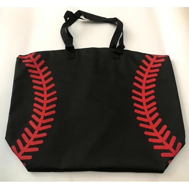 Baseball,Sac en toile de coton noir blanc blanc,fourretout pour