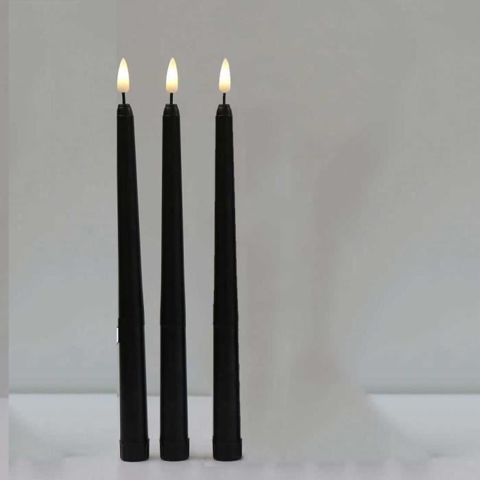 Lumière blanche chaude Bougies Led noires-blanches, 1 pièce, avec