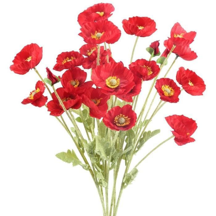 6pcs Fleur Artificielle Rouge Coquelicot Bouquet Fleur Artificielle En Soie Pour Dco Fte De Nol Vase Maison Table Hiver60cm 355 Cdiscount Maison