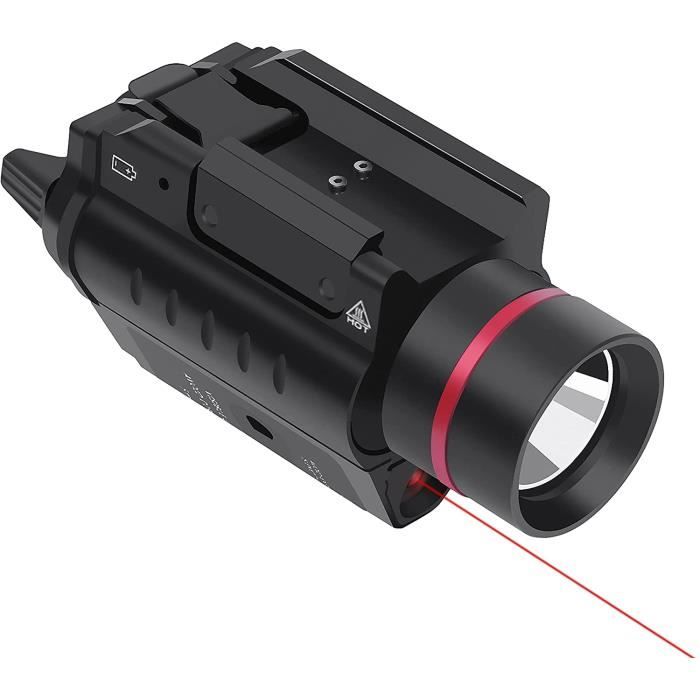 Lampe de poche laser Combo Lampe d/'arme laser rouge 200 lumens avec support de rail Picatinny