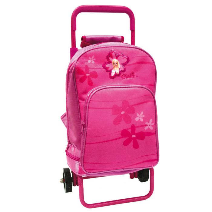 Sac à dos à roulettes Barbie Fleur rose 35 CM - Maternelle