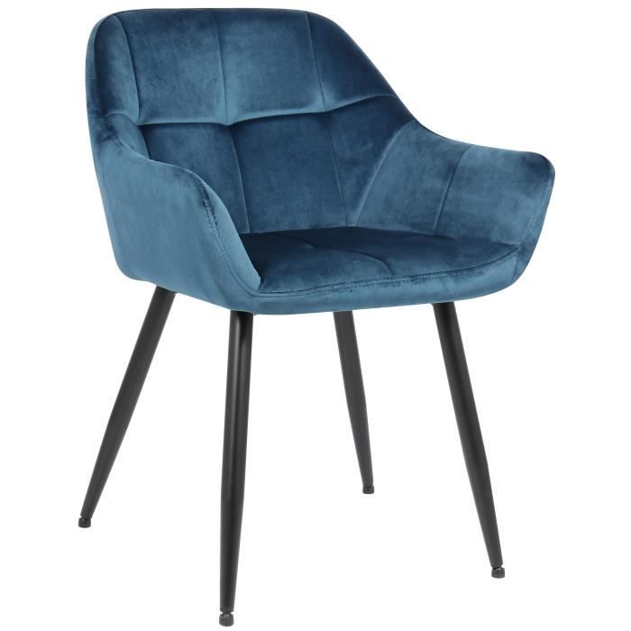 -CLP-Chaise de salle à manger Emia en Velours avec Piètement en Métal noir-Array