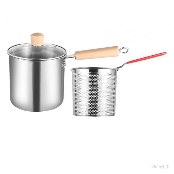 Mini Friteuse 3L Acier Inoxydable Avec Filtre à Huile Et Couvercle - Marmite Japonaise Anti-Adhésive