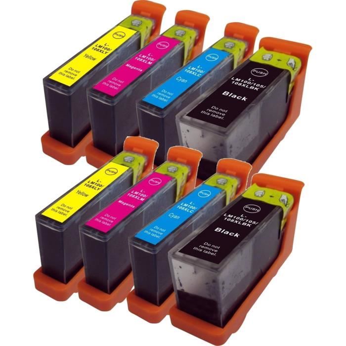 Pack 4 Cartouches D'encre N° 100 XL Pour Imprimante LEXMARK Prestige Pro 805 Prevail Pro705 Pro 200 205 700 705 805 901 905 - Plein D'encre