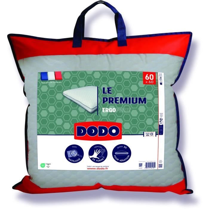Dodo Oreiller - Le Premium - 60 x 60 cm - Mémoire de forme - Taie déhoussable - vue 1