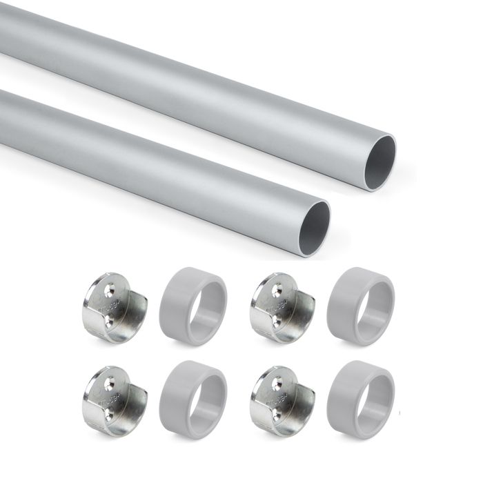 Emuca Kit tube de penderie circulaire D. 28, 750 mm, aluminium, Anodisé mat