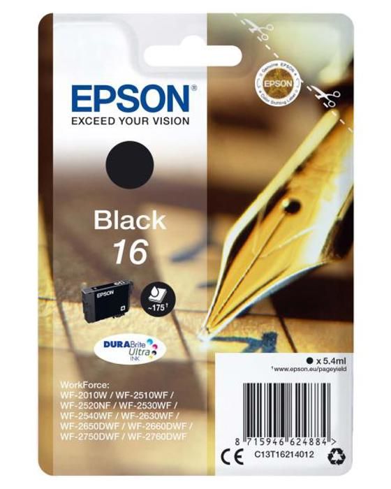 EPSON Cartouche d'encre 16 Noir - Plume (C13T16214022)