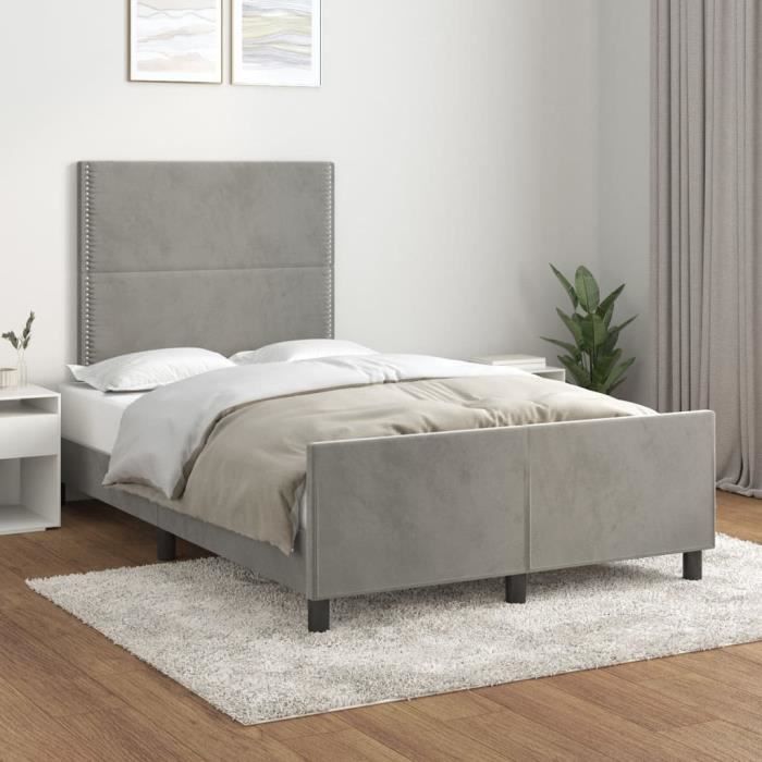 famirosa cadre de lit avec tête de lit gris clair 120x200 cm-684