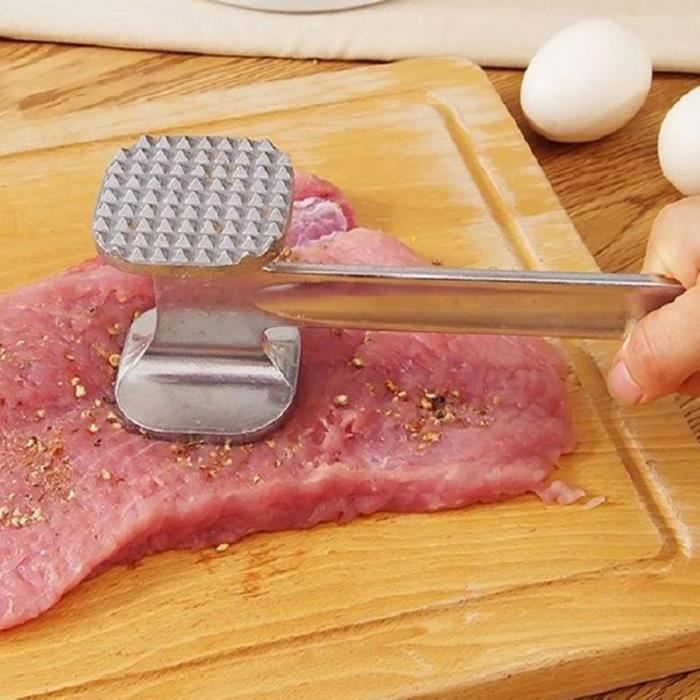 Attendrisseur De Viande Marteau Avec Manche Bois - Outil Cuisine Acier Inoxydable Pour Viandes Tendres