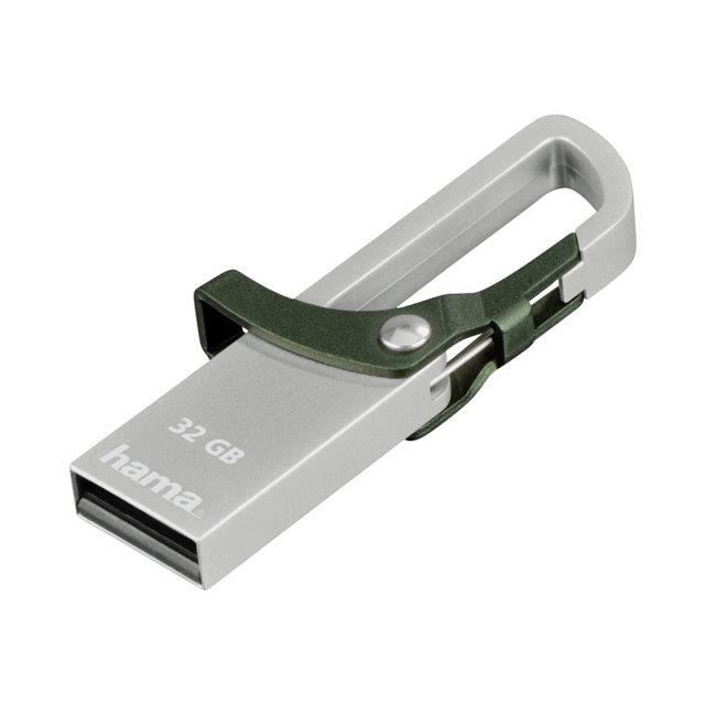 Clé USB Hama Hook-Style 32 Go - Gris - USB 2.0 - Vitesse de lecture 15 Mbps