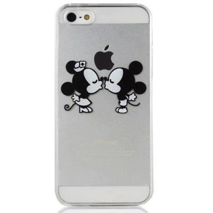 Dessin Anime Noir Mitch Minnie Coque Transparente Doux Silicone
