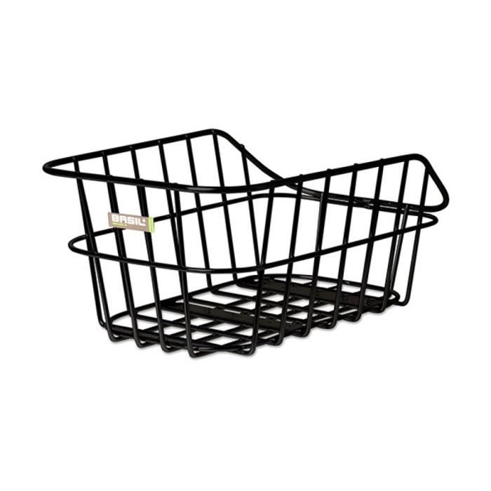 Panier arrière Basil Cento Alu pour vélo loisir adulte - noir en aluminium avec montage fixe sur porte-bagage