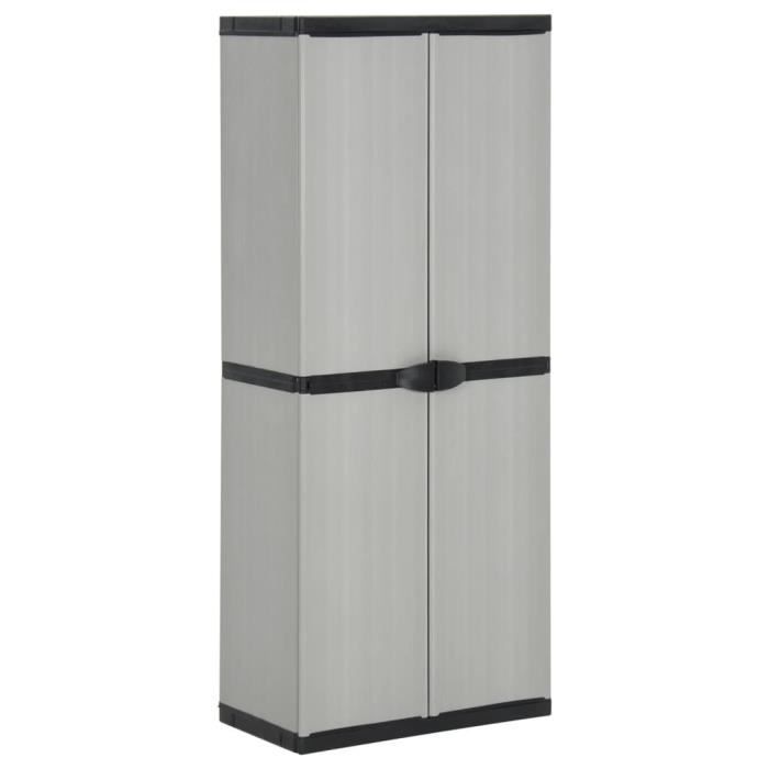 Armoire de rangement de jardin 3 étagères Gris/noir 68x40x168cm Mothinessto LY0218