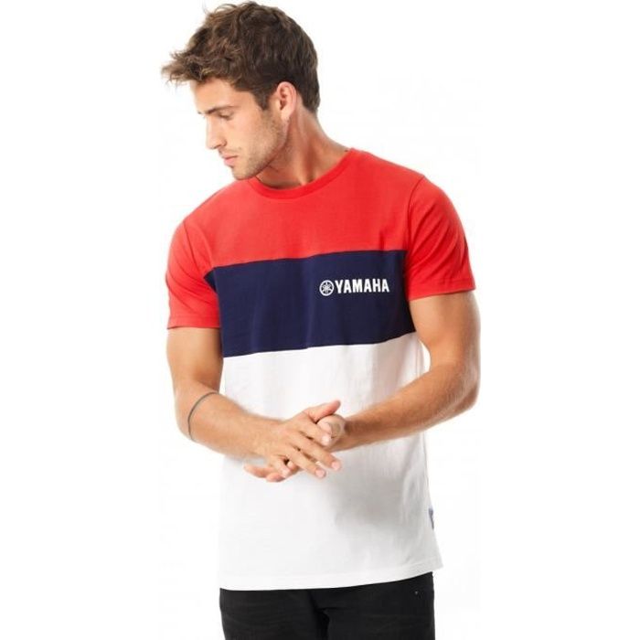 tee-shirt homme manches courtes yamaha tricolore