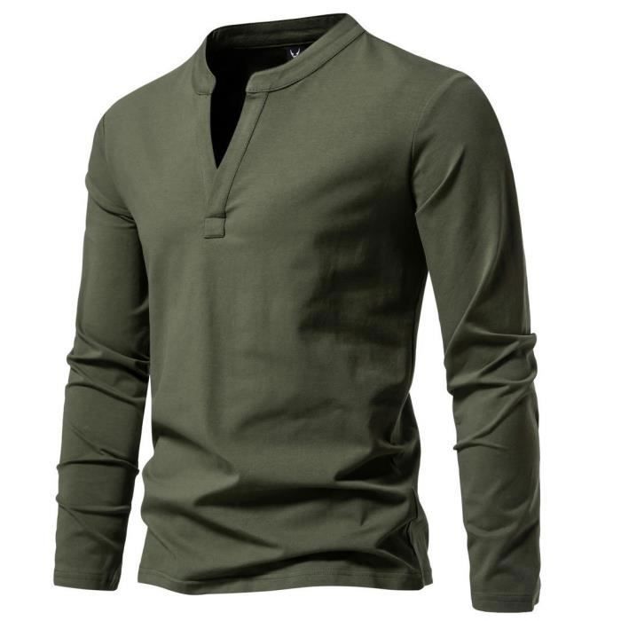 T-shirt Henley Homme à Manches Longues – Coupe Ajustée, Col Avec Boutonnière – Bloc De Couleurs, Intérieur Moelleux – Pour Automne/hiver - 4