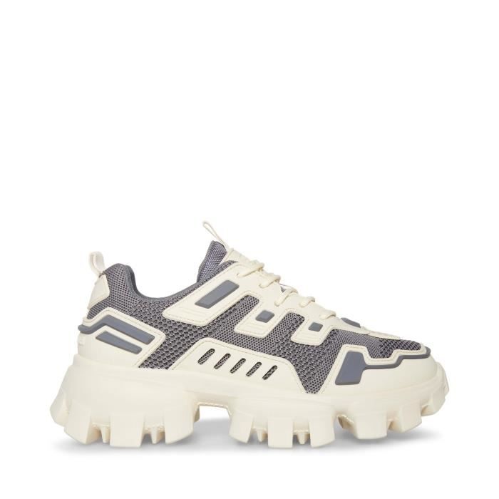 Baskets Homme STEVE MADDEN Prize K Blanc Plateau Lacets White grey Cdiscount Chaussures
