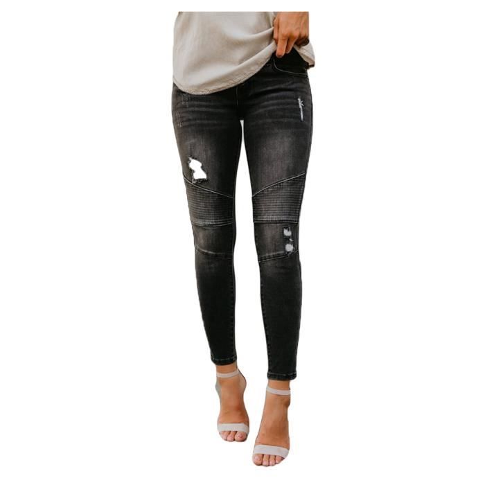 Femme Jeans Dechire Push Up Taille Haute Skinny Slim Fit Stretch Boyfriend Denim Jean Troue Pantalons Jeggings Pants Casual Noir Noir Cdiscount Pret a Porter