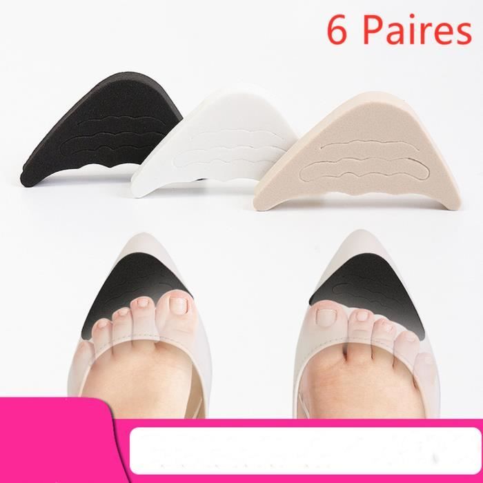 Chaussures Trop Grandes Enfants FUIPVGI 6 Paires Semelles Talon Enfant - Coussinets Anti-Glisse Autocollants - Beige/Noir - 9x5cm Semelles éponge Silicone