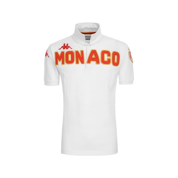 Polo de sport enfant Kappa Eroi AS Monaco - Blanc et rouge