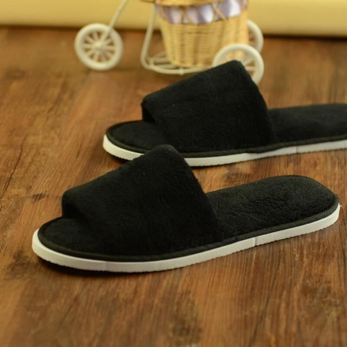 Pantoufles Compansée Femme - Pantoufle Velours Fourrée Laine