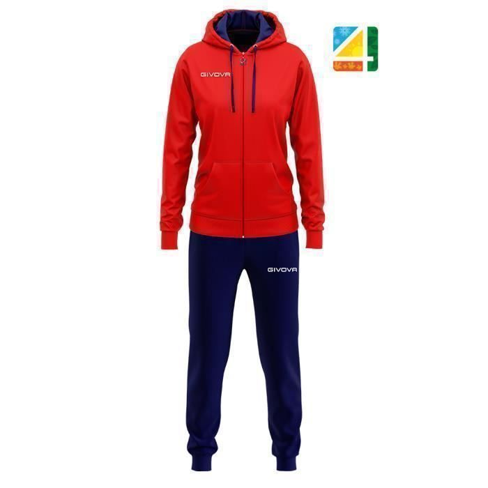Survêtement femme - Givova - Rouge/Navy Blue - S - Football - Manches longues - 100% Polyester