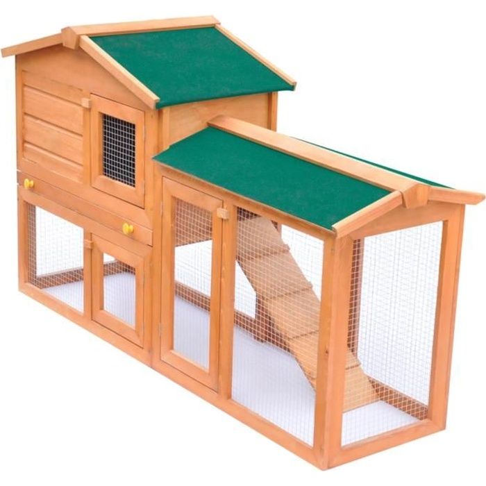 Clapier large dextérieur pour petits animaux de compagnie Bois