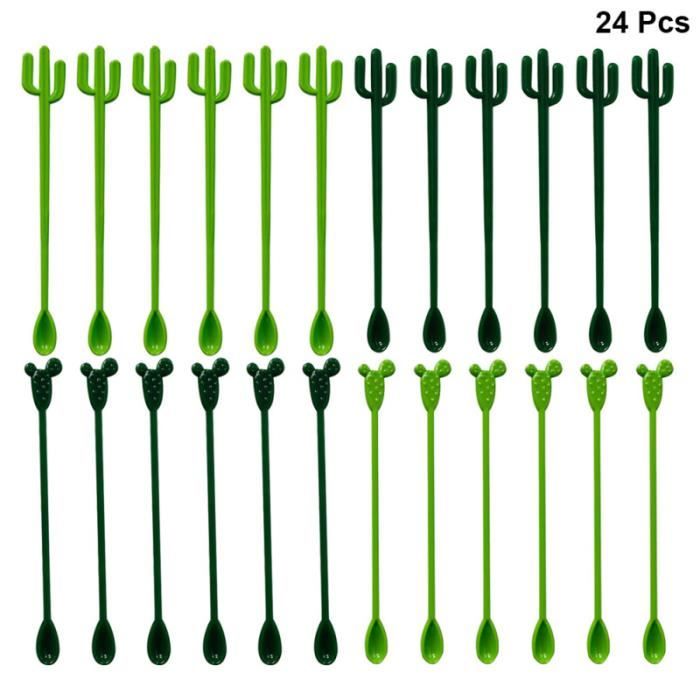 24pcs Hawaiian Party Prickly Pear Design Drink Muddler Beverage Stirrer Swizzle MOUSSEUR A LAIT