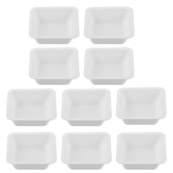 10 Bateaux De Pesée – Plastique Blanc – 5.6 X 3.4 Cm – Réutilisables – Neuf