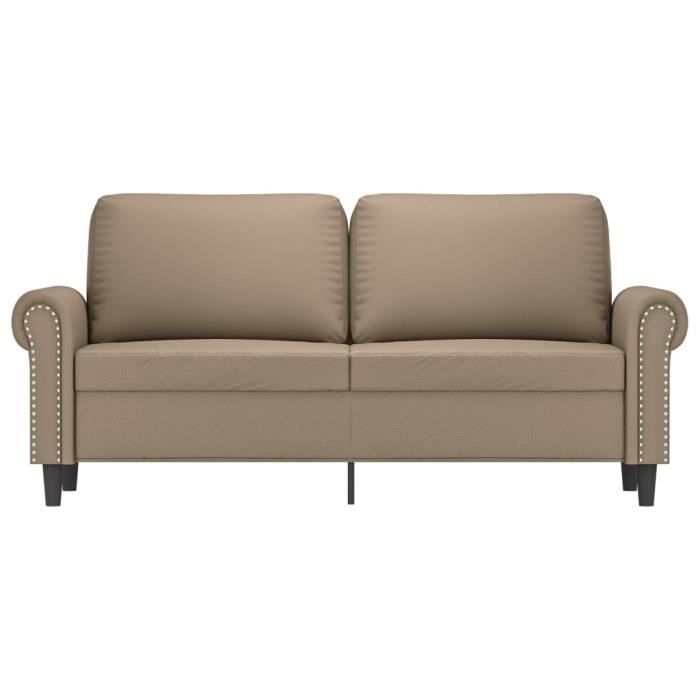 Gecheer Canapé à 2 Places Cappuccino 140 cm Similicuir, Canapé de Salon pour Bureau à Domicile, Appartement, Petit Espace Type D