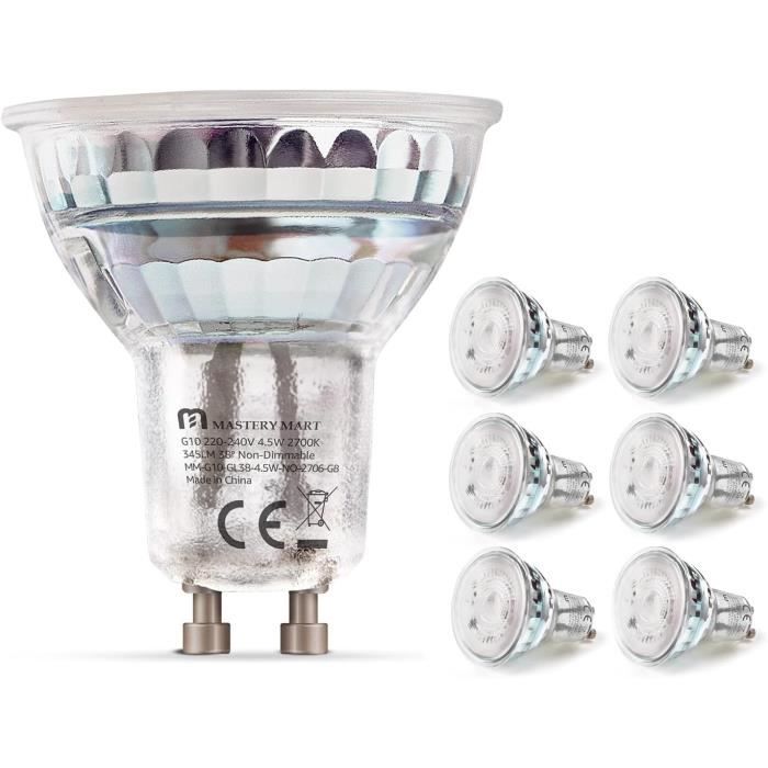 Lot De 6 Ampoules Led Gu10, 4,5 W, 345 Lm, Équivalent Halogène De 40 W