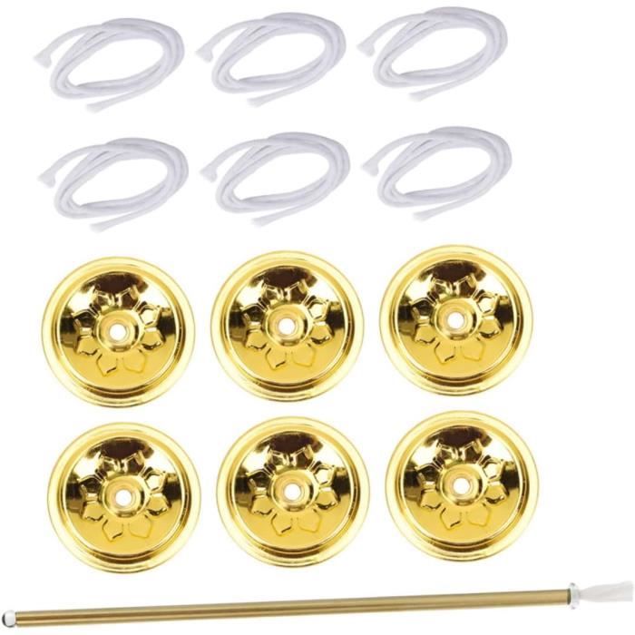 3 Mèches Fibre De Verre + Supports Laiton + Couvercles – Kit Lampe à Huile Bouteille Vin Jardin Décoration
