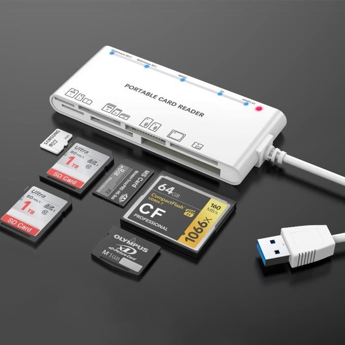 Lecteur de Carte USB 2-en-1 | Lecteur de Carte SD Haute Vitesse Multi-Fonction pour Ordinateur 3.0